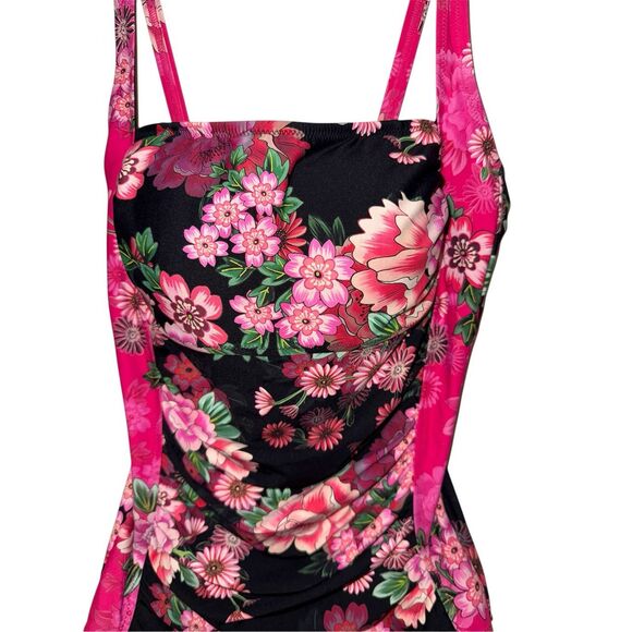 JOHNNY WAS PINK FLORAL RUCHED ONE PIECE. - RETAIL $198 - Picture 12 of 16